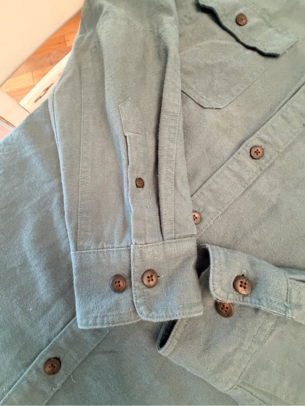 Vintage 80s Duxbak Heavyweight Cotton Chamois Utility Hunting EUC Sage Green L - Picture 7 of 11